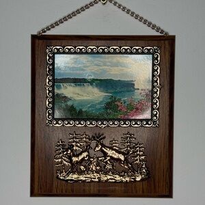 Vintage Niagara Falls Souvenir Plaque with deer